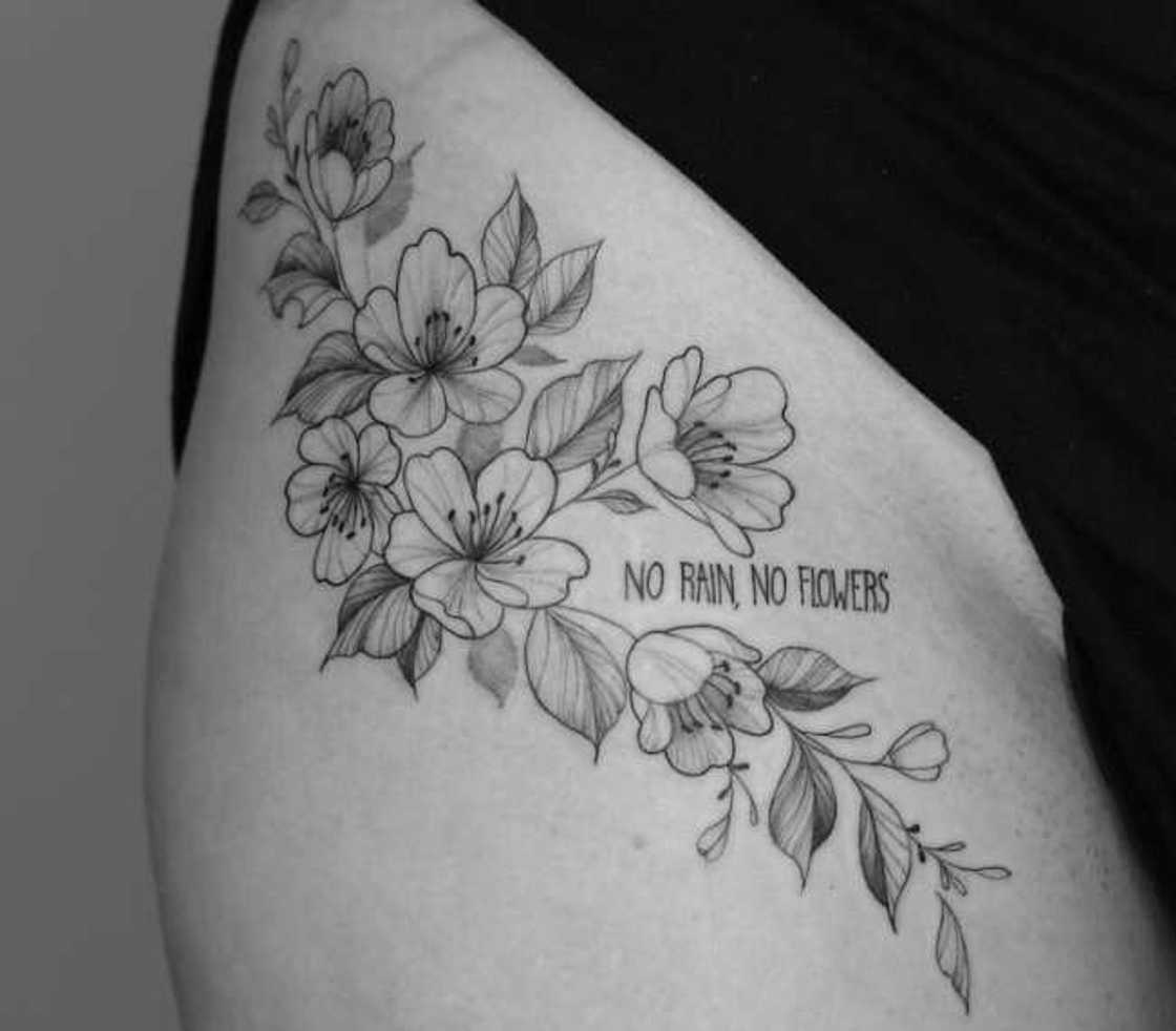 No rain, no flowers tattoo No rain, no flowers tattoo