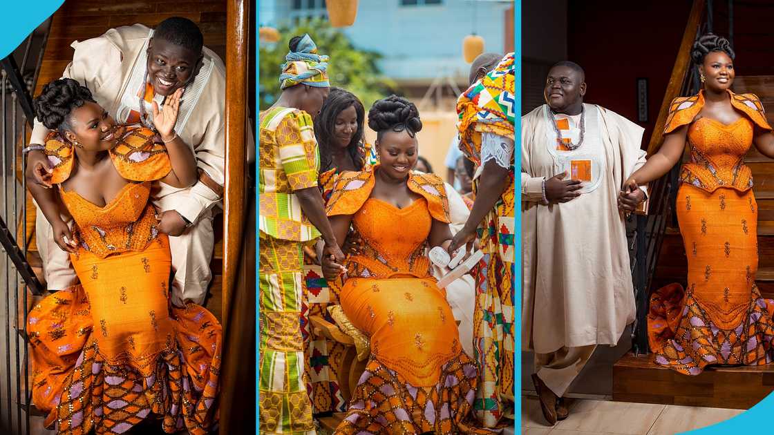 Sam George, Sam George's brother, Emmanuel Kofi Tetteh George, Ruth Ewoenam, Traditional Ghanaian wedding, Kente, Dance battle Sam George, Sam George's brother, Emmanuel Kofi Tetteh George, Ruth Ewoenam, Traditional Ghanaian wedding, Kente, Dance battle