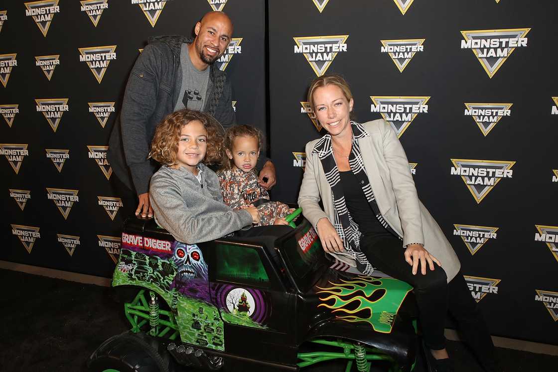 From (L-R), Hank Baskett (L), son Hank, daughter Alijah, and Wilkinson arrive at the Monster Jam Celebrity Event at Angel Stadium. From (L-R), Hank Baskett (L), son Hank, daughter Alijah, and Wilkinson arrive at the Monster Jam Celebrity Event at Angel Stadium.