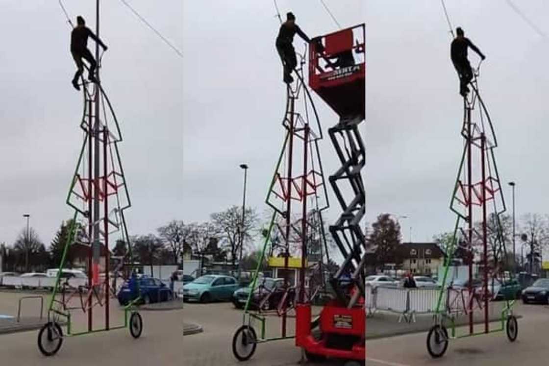 Adam Zdanowic enters Guinness World Records for building and riding the tallest bicycle in the world Adam Zdanowic enters Guinness World Records for building and riding the tallest bicycle in the world