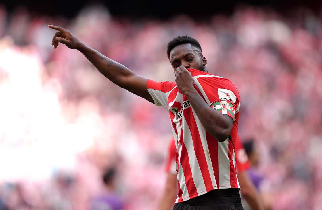 Inaki Williams of Athletic Club celebrates scoring his team's seventh goal during the LaLiga match between Athletic Club and Real Valladolid CF at Estadio de San Mames on February 23, 2025 in Bilbao, Spain Inaki Williams of Athletic Club celebrates scoring his team's seventh goal during the LaLiga match between Athletic Club and Real Valladolid CF at Estadio de San Mames on February 23, 2025 in Bilbao, Spain