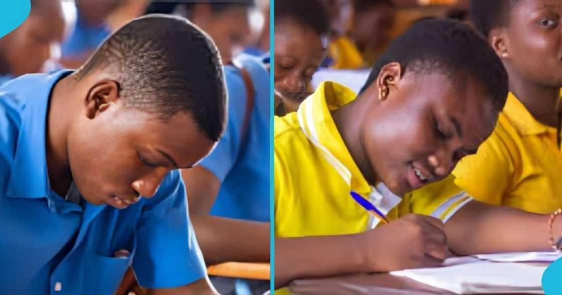 BECE candidate, Duapompo M/A JHS, galamsey pit, exams hall, Ashanti Region. BECE candidate, Duapompo M/A JHS, galamsey pit, exams hall, Ashanti Region.