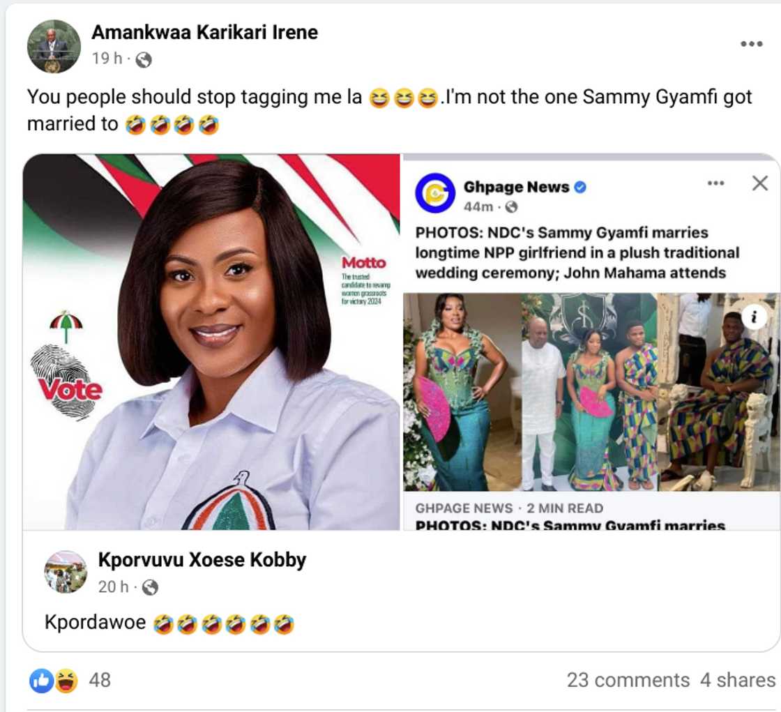 Irene Amankwa Karikari explaining she did not get married to Sammy Gyamfi