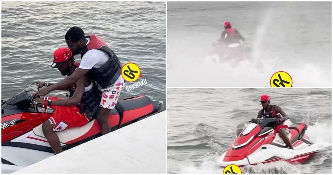 Black Sherif on a jet ski