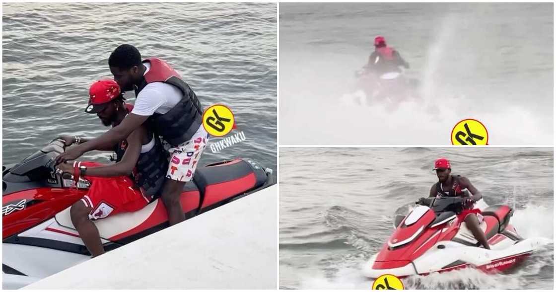 Black Sherif on a jet ski Black Sherif on a jet ski