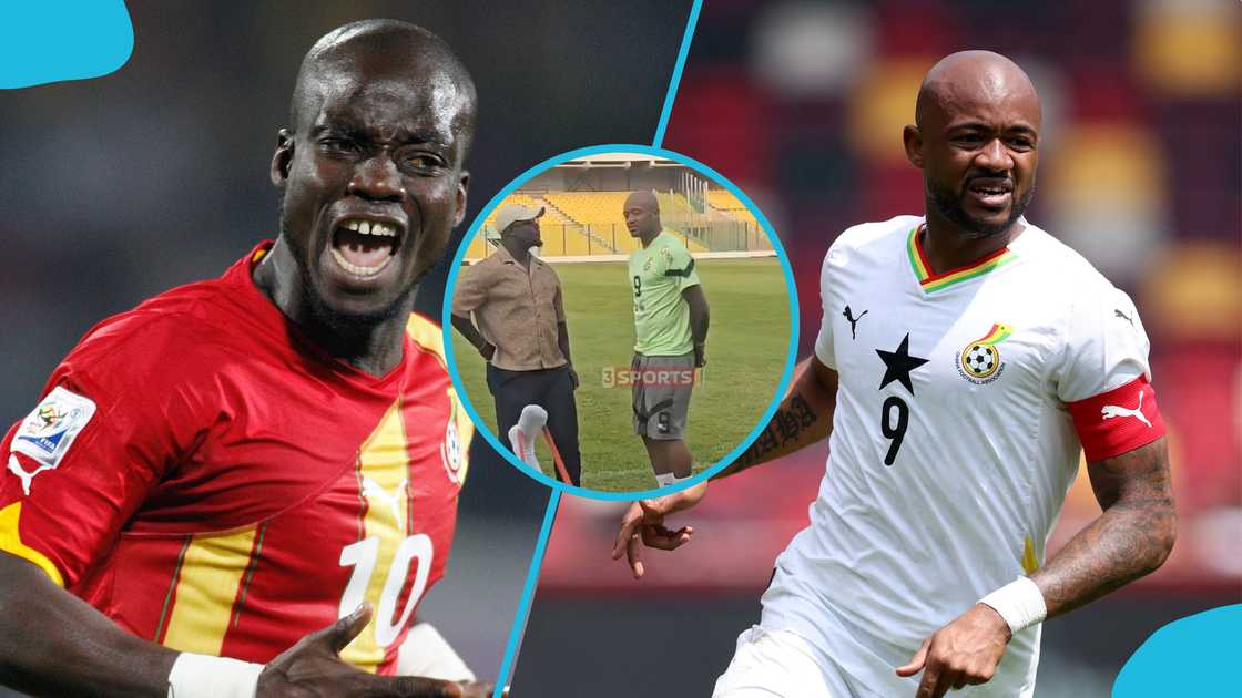 Jordan Ayew, Jordan Ayew chats with Stephen Appiah, Black Stars captain, Accra Sports Stadium, Jordan Ayew against Chad, former Black Stars captain. Jordan Ayew, Jordan Ayew chats with Stephen Appiah, Black Stars captain, Accra Sports Stadium, Jordan Ayew against Chad, former Black Stars captain.