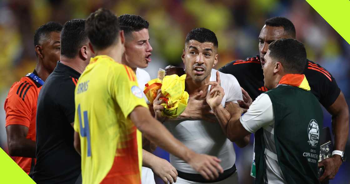 Luis Suarez during the clash between Colombia and Uruguay Luis Suarez during the clash between Colombia and Uruguay