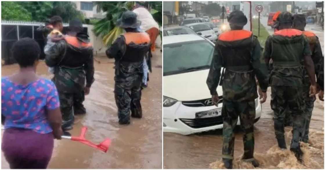 Ghanaian soldiers rescue lives after Accra rains on Wednesday