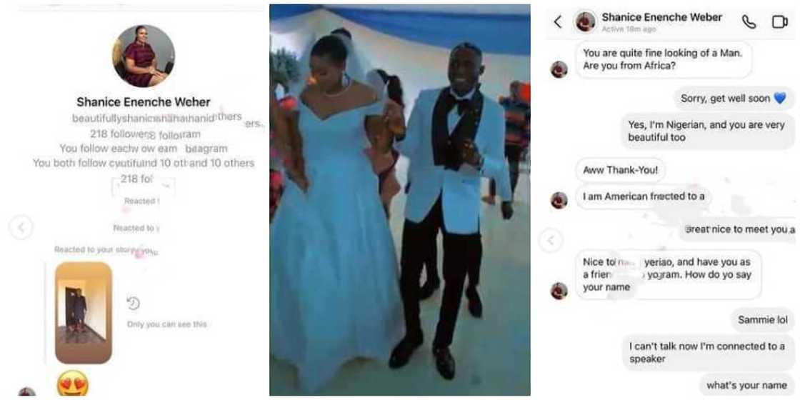 Nigerian man marries American lady he met on Instagram, screenshots of their chat showed she DMed him first Nigerian man marries American lady he met on Instagram, screenshots of their chat showed she DMed him first