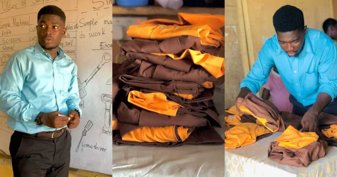 Ghanaian teacher provides students with uniforms Ghanaian teacher provides students with uniforms
