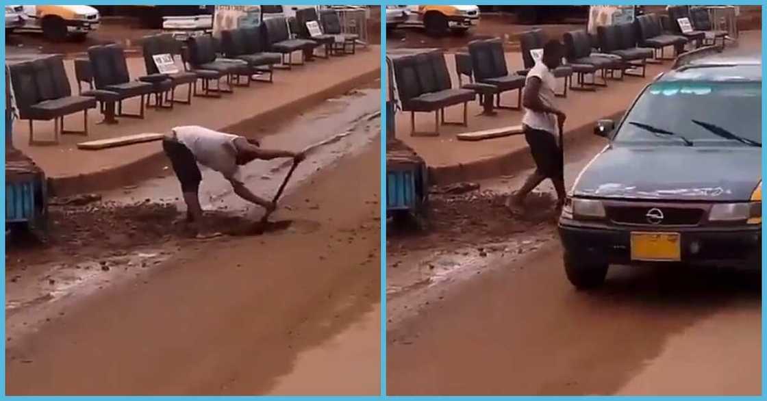 Man recreates filled pothole