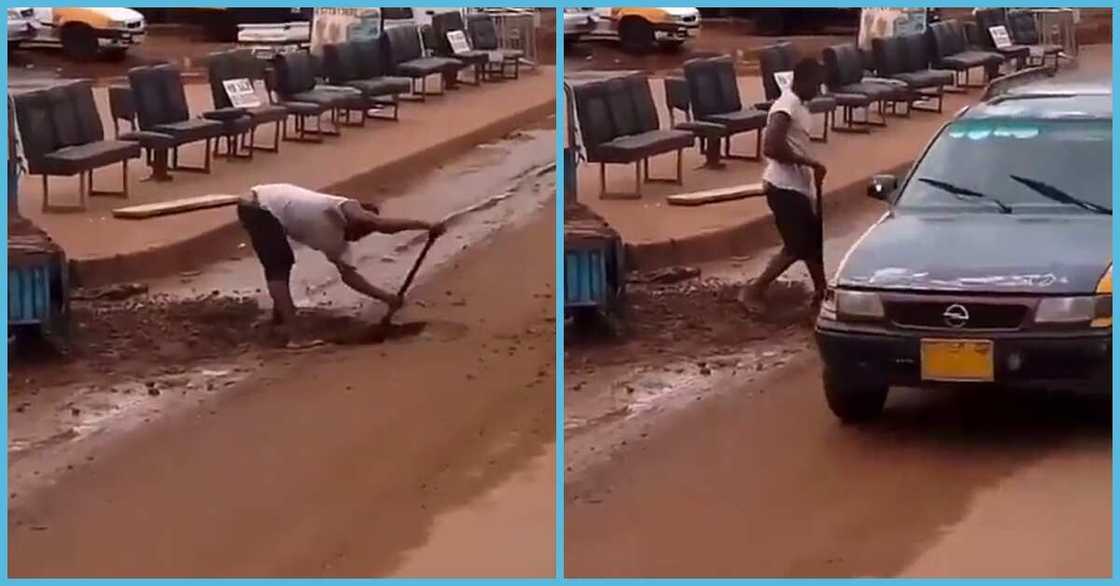 Man recreates filled pothole Man recreates filled pothole