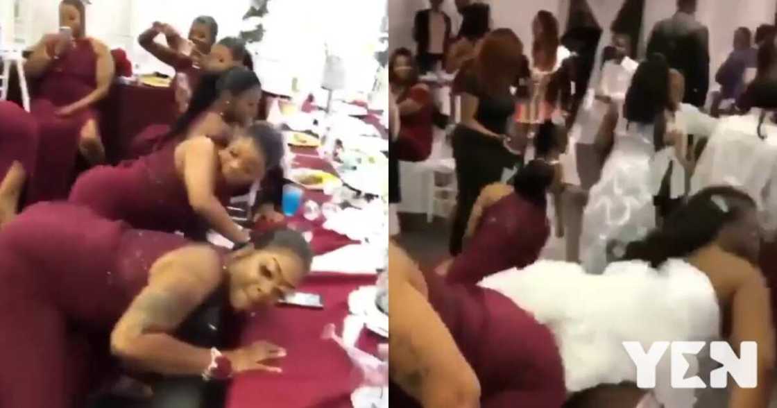 Bride's pant shows pant at her wedding while twerking with her maids (video) Bride's pant shows pant at her wedding while twerking with her maids (video)