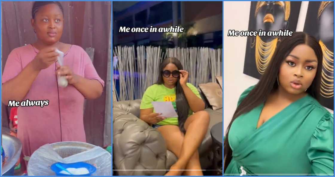 Ghanaian koko seller amazed many netizens with her stunning fashion sense in a TikTok video Ghanaian koko seller amazed many netizens with her stunning fashion sense in a TikTok video