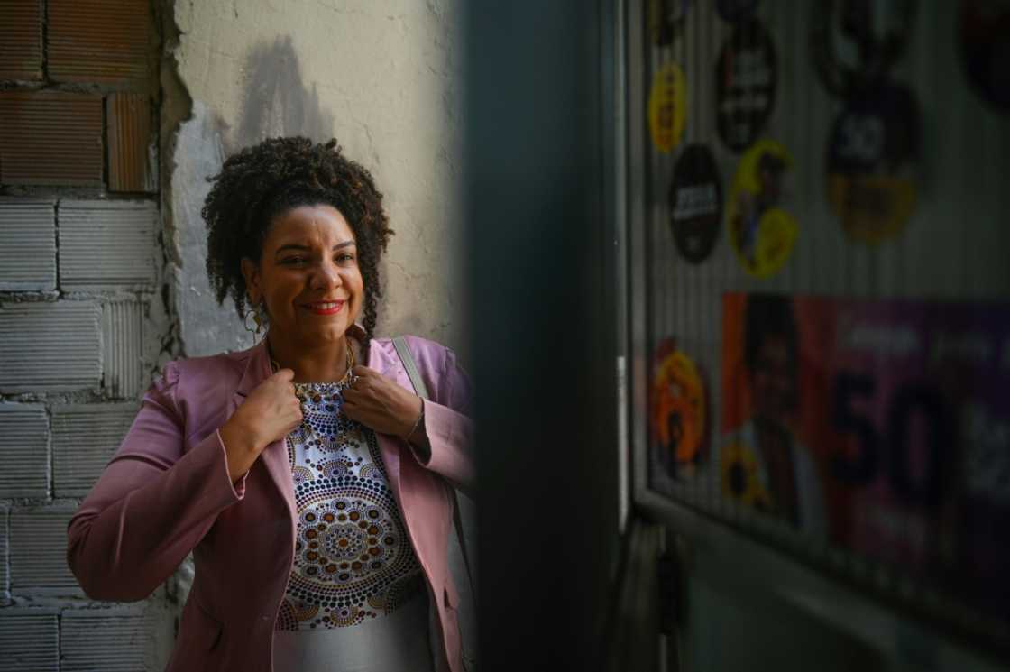 Rio de Janeiro state congresswoman and re-election candidate Renata Souza, of the Socialism and Freedom Party (PSOL) poses for a picture after an interview with AFP in her house, at Mare favela, in Rio de Janeiro, Brazil, on September 02, 2022