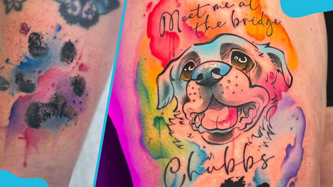 Watercolour style dog memorial tattoos Watercolour style dog memorial tattoos