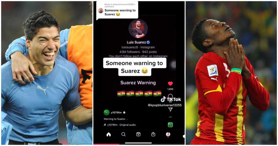 Luis Suarez and Asamoah Gyan Luis Suarez and Asamoah Gyan