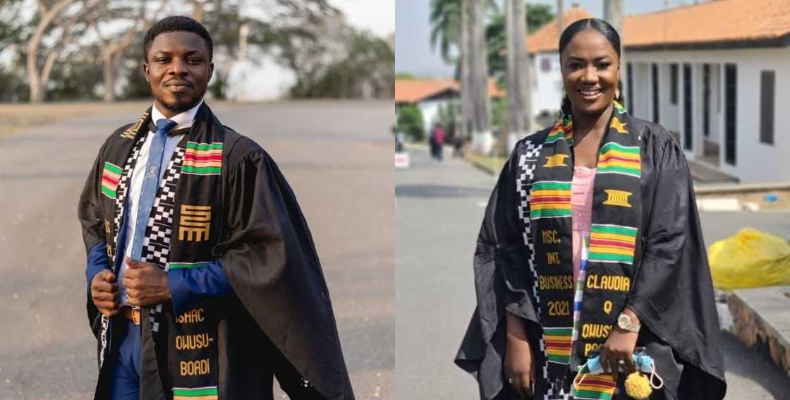 A Ghanaian lady Claudia and her husband who graduated with master's degrees together A Ghanaian lady Claudia and her husband who graduated with master's degrees together