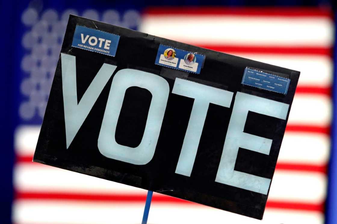 An attendee holds up a sign at an election rally in Las Vegas, Nevada, on November 1, 2022 An attendee holds up a sign at an election rally in Las Vegas, Nevada, on November 1, 2022
