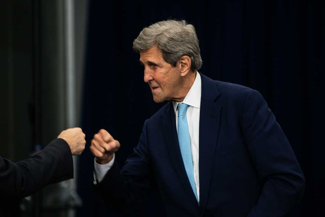 US Special Presidential Envoy for Climate John Kerry fists-bumps a guest at the Summit of the Americas in Los Angeles in June 2022 US Special Presidential Envoy for Climate John Kerry fists-bumps a guest at the Summit of the Americas in Los Angeles in June 2022