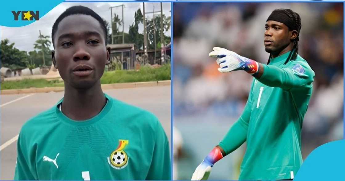 Young goalkeeper expresses joy after Ati-Zigi dashed him His Black Stars jersey Young goalkeeper expresses joy after Ati-Zigi dashed him His Black Stars jersey