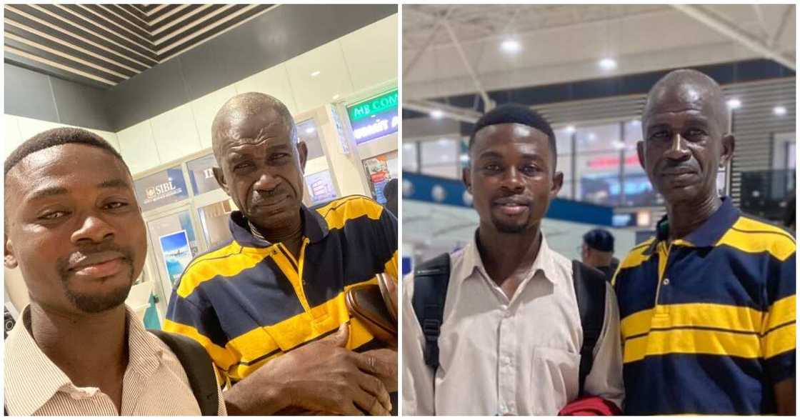 Peter Bawuah and his dad sharing a goodbye moment as he travels to Canada Peter Bawuah and his dad sharing a goodbye moment as he travels to Canada