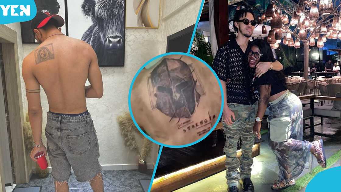 Afia Schwar's son John Irving Heerdegen covers a tattoo of her mother Afia Schwar's son John Irving Heerdegen covers a tattoo of her mother