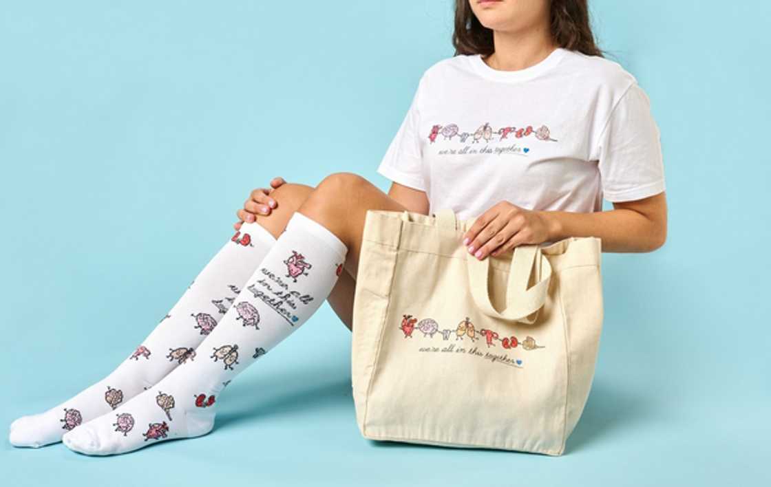 A lady wearing compression socks A lady wearing compression socks