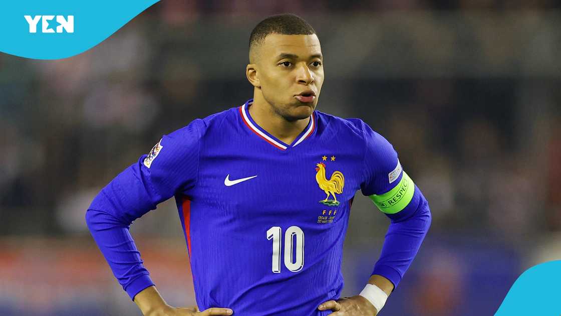 Kylian Mbappe of France looks on during the UEFA Nations League quarterfinal leg one match between Croatia and France at Stadion Poljud on March 20, 2025 in Split, Croatia Kylian Mbappe of France looks on during the UEFA Nations League quarterfinal leg one match between Croatia and France at Stadion Poljud on March 20, 2025 in Split, Croatia