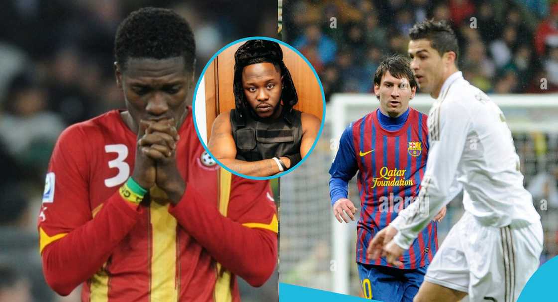 Asamoah Gyan, Cristiano Ronaldo, Messi and Medikal Asamoah Gyan, Cristiano Ronaldo, Messi and Medikal