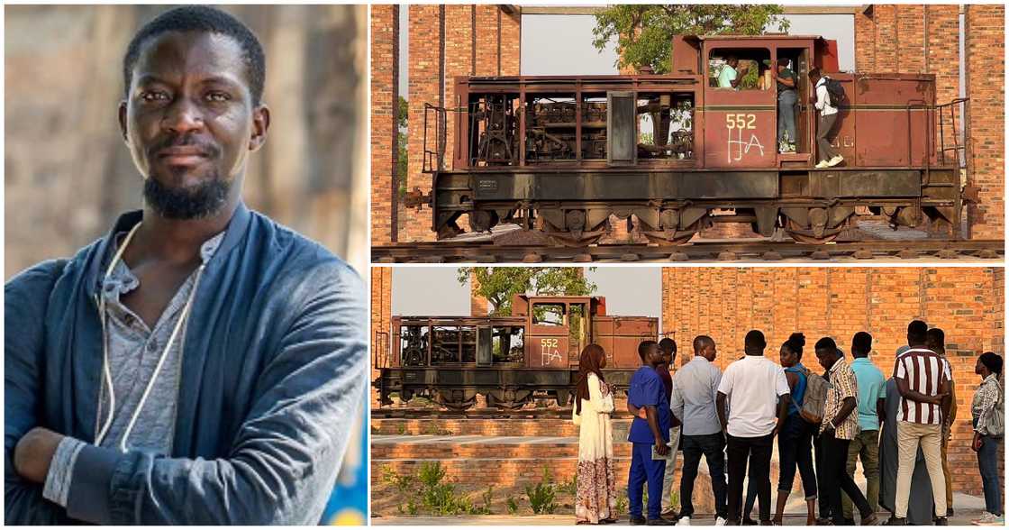 Ibrahim Mahama and old, abandoned trains