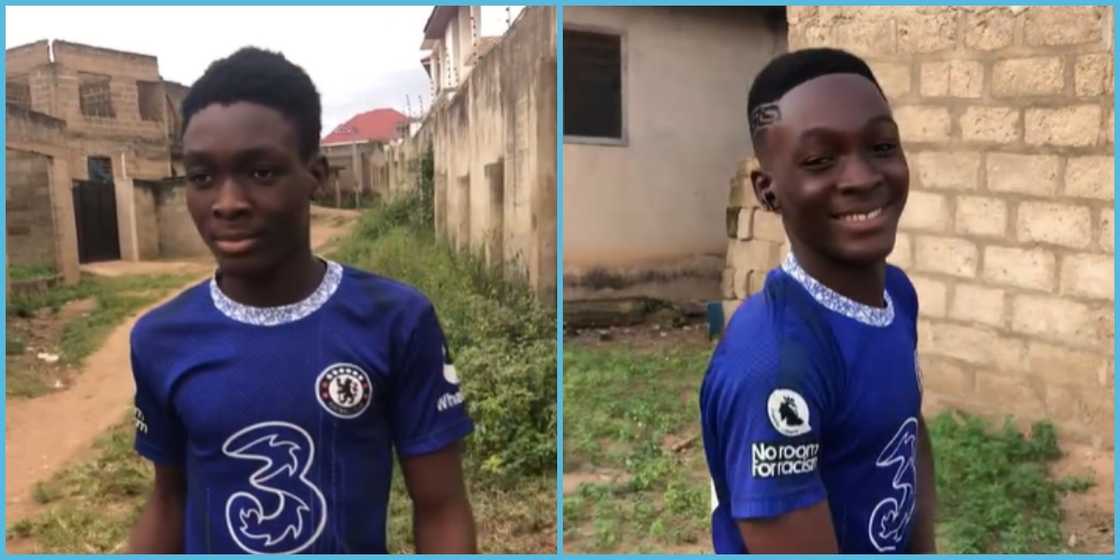 A young boy smiles after a kind Ghanaian barber gives him a free haircut. A young boy smiles after a kind Ghanaian barber gives him a free haircut.