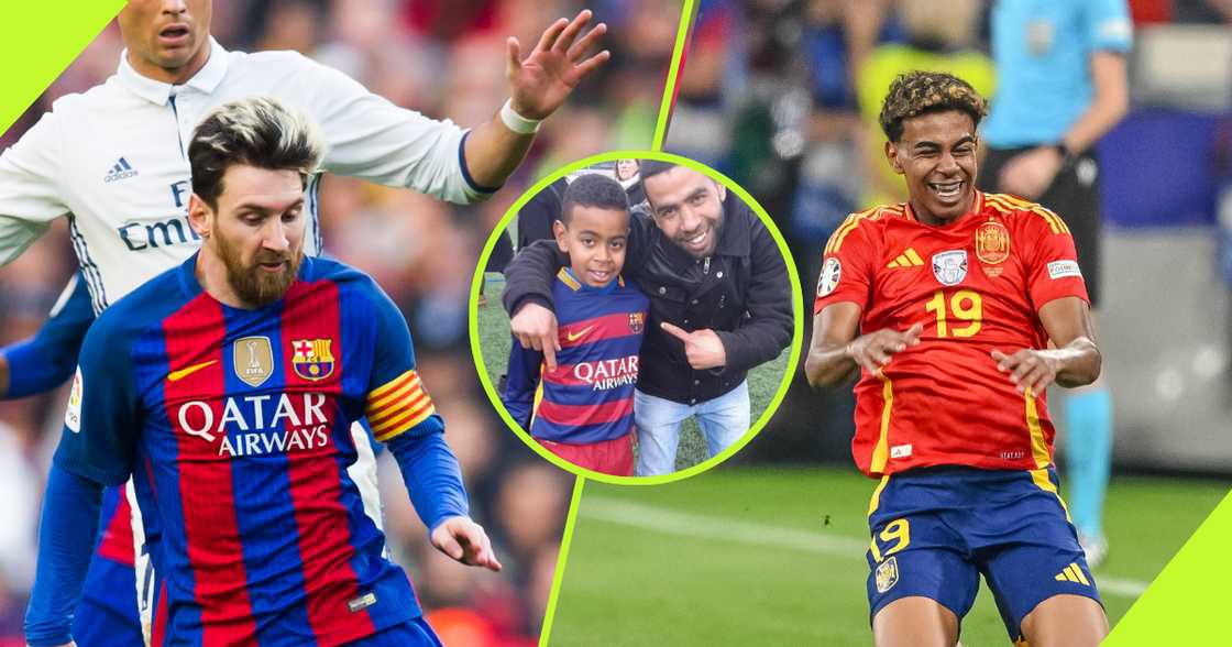 Old video of Lamine Yamal appearing to search for Lionel Messi at a 2016 El Clasico between Barcelona and Real Madrid has resurfaced online. Old video of Lamine Yamal appearing to search for Lionel Messi at a 2016 El Clasico between Barcelona and Real Madrid has resurfaced online.
