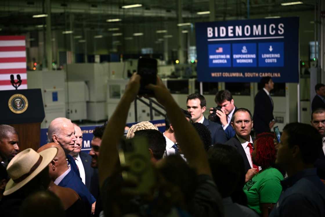 US President Joe Biden hopes that factory tours like this will help him craft a winning message on the economy ahead of the 2024 election