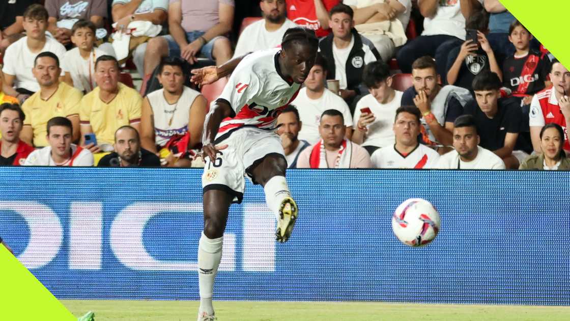 Abdul Mumin's rocket of a shot from outside the box levelled the score for Rayo Vallecano against Osasuna. Abdul Mumin's rocket of a shot from outside the box levelled the score for Rayo Vallecano against Osasuna.
