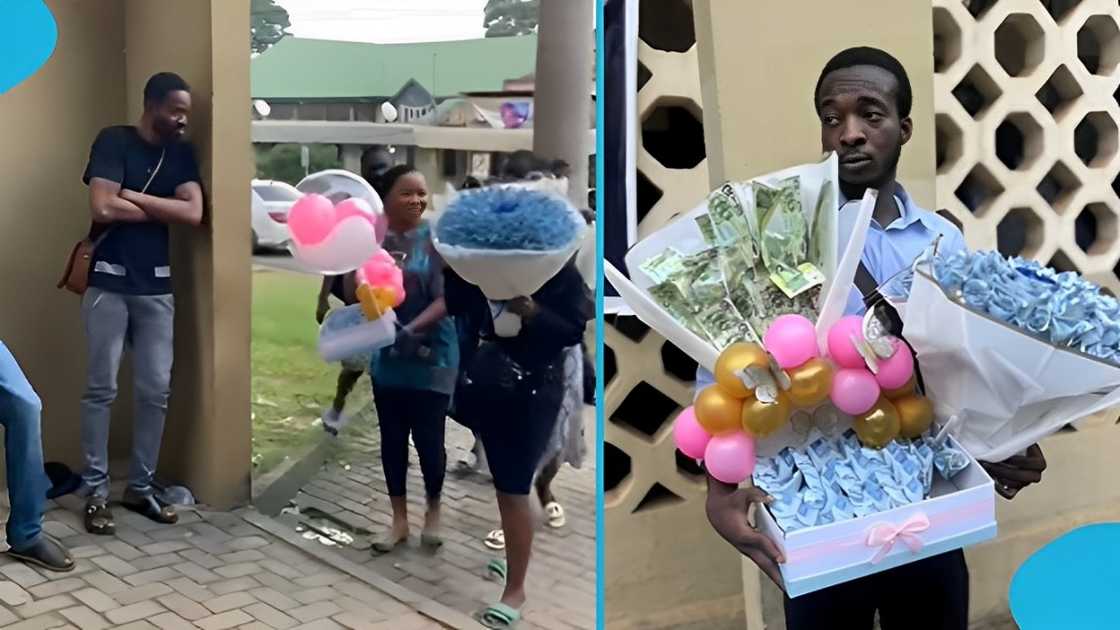 A bouquet of money, surprise, university, final exam paper, Ghanaian ladies, boyfriend