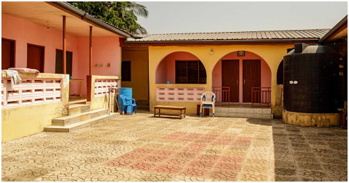 A typical Ghanaian compound house that landlords give out for rent A typical Ghanaian compound house that landlords give out for rent
