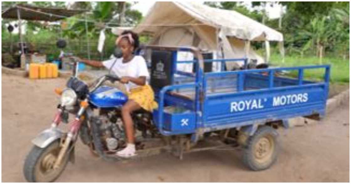 The aboboyaa serves as a means of transportation for the family The aboboyaa serves as a means of transportation for the family