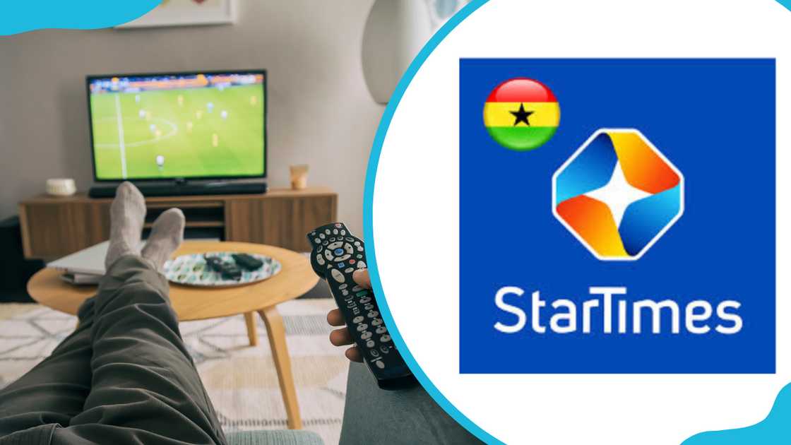 A person watching and the StarTimes Ghana logo A person watching and the StarTimes Ghana logo