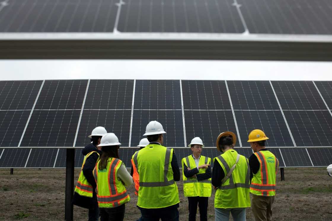 Engie executive Frank Demaille speaks during a visit to a solar installation in Hill County, Texas, on March 1, 2023 Engie executive Frank Demaille speaks during a visit to a solar installation in Hill County, Texas, on March 1, 2023