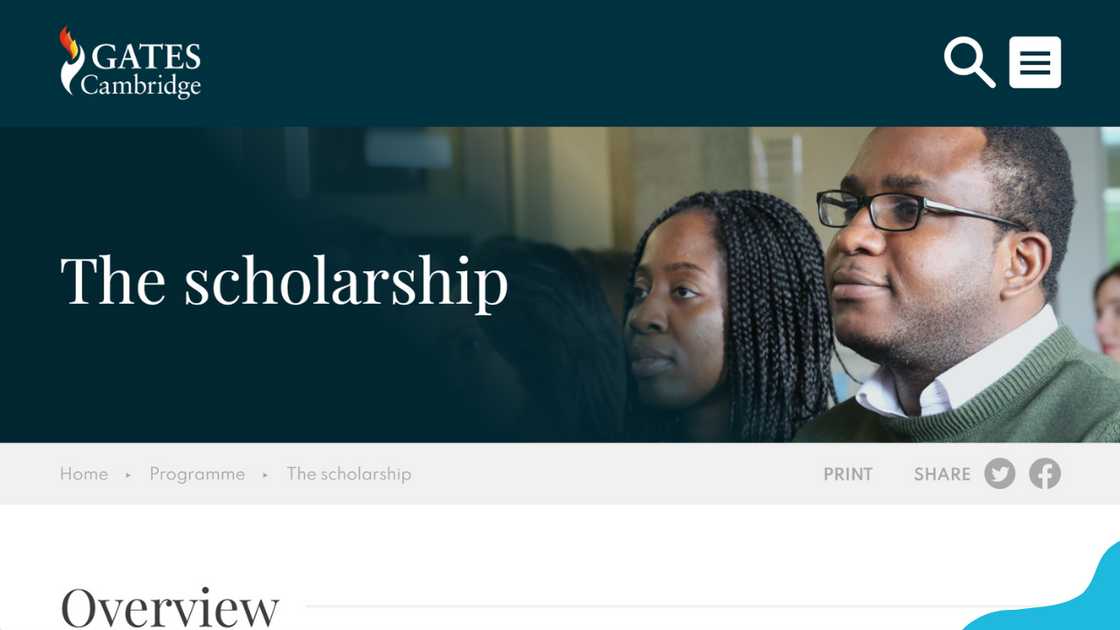 The Gates Cambridge scholarship section on its website. The Gates Cambridge scholarship section on its website.