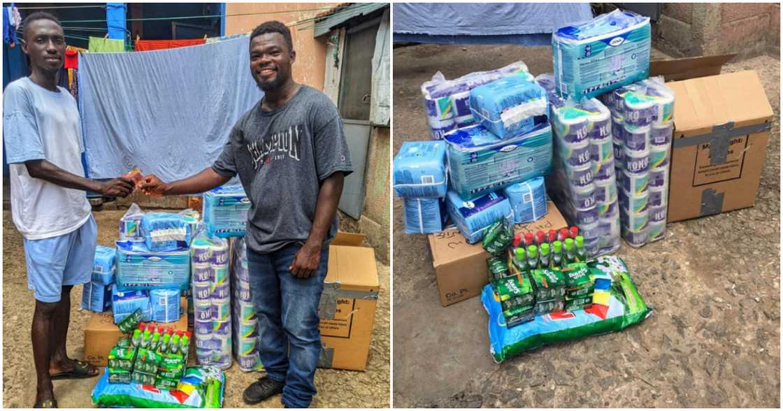 Nana Tea presents cash and items to Hakeem Junior. Nana Tea presents cash and items to Hakeem Junior.