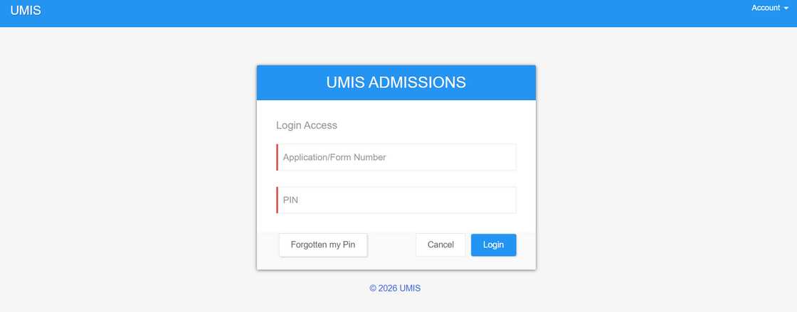 UENR admission portal.