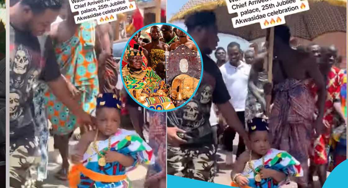 Youngest chief in Ghana rock kente ensemble Youngest chief in Ghana rock kente ensemble