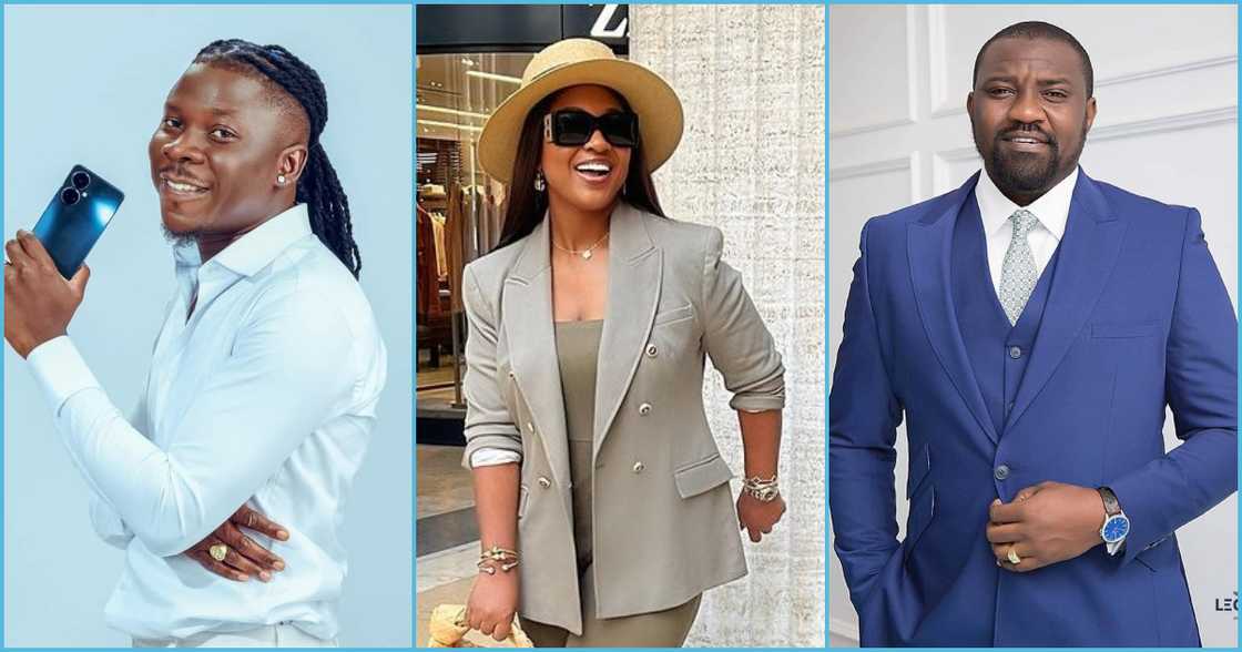 Photo of Stonebwoy, Jackie Appiah and John Dumelo Photo of Stonebwoy, Jackie Appiah and John Dumelo