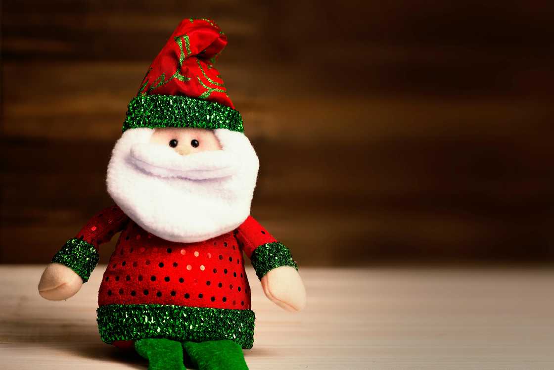 A Santa Claus plush toy