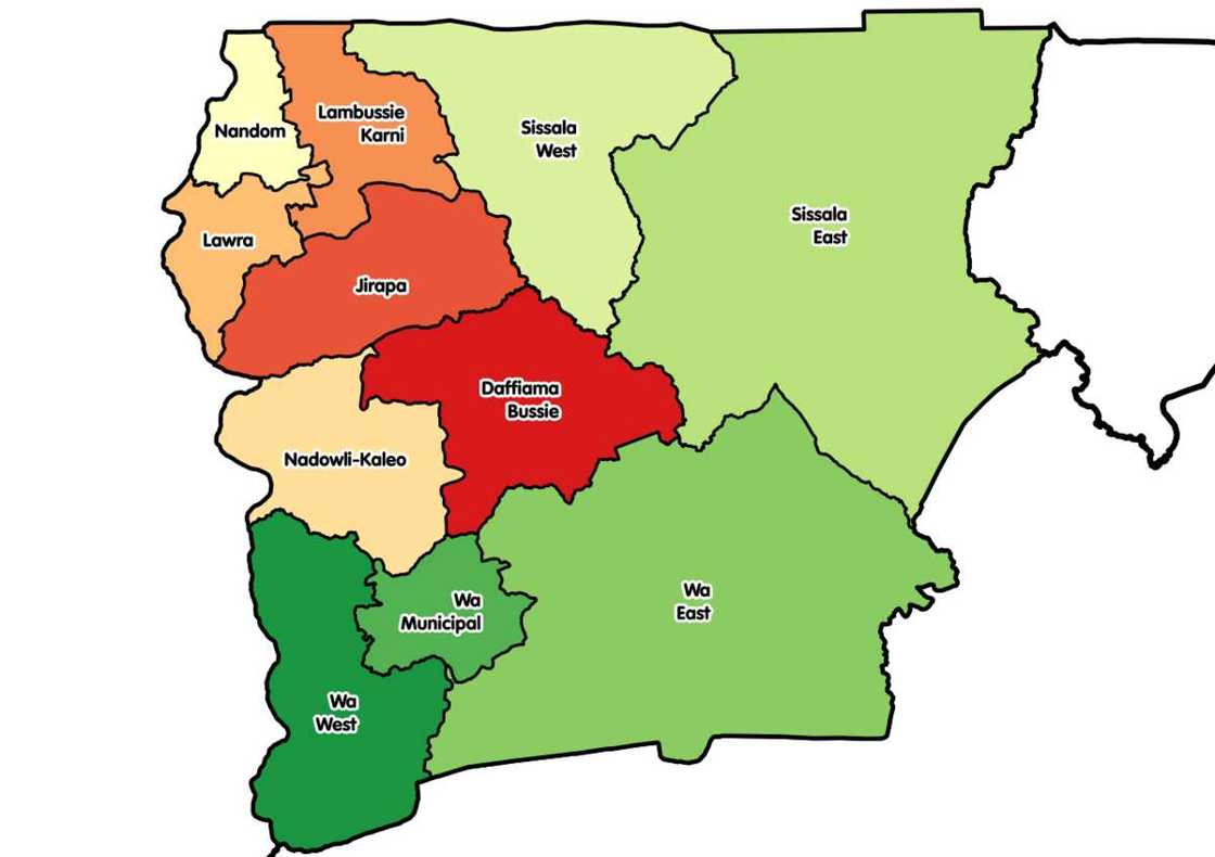 The Upper West Region districts The Upper West Region districts
