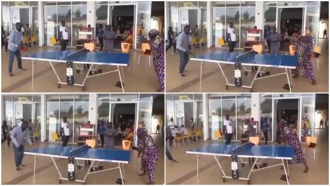 Barefooted Woman in Ankara Teaches Man Serious Lesson During Table Tennis Game, Video Sparks Reactions Barefooted Woman in Ankara Teaches Man Serious Lesson During Table Tennis Game, Video Sparks Reactions