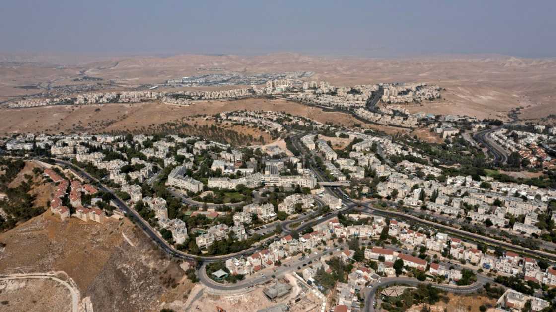 A picture shows a view of the Israeli settlement of Maale Adumim in the occupied West Bank, on the eastern outskirts of Jerusalem A picture shows a view of the Israeli settlement of Maale Adumim in the occupied West Bank, on the eastern outskirts of Jerusalem