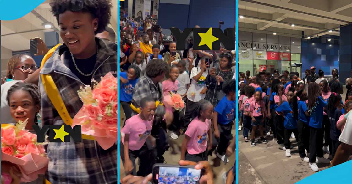 Afrostar kids welcome Afronita and Abigail late at night at Kotoka International Airport